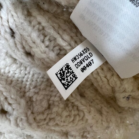 American Eagle Fisherman Cable Knit Sweater M Cropped Cardigan Beige Chunky - Picture 7 of 7